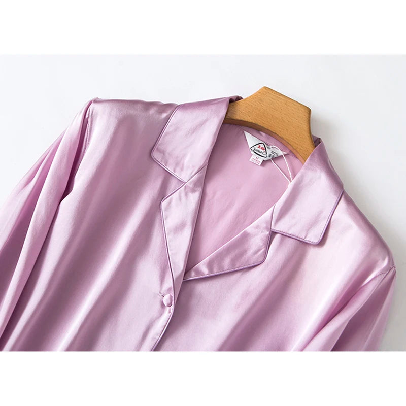 Pajamas for women pyjamas 100% pure silk 19mm sleepwear night suit home wear 2 pieces/set