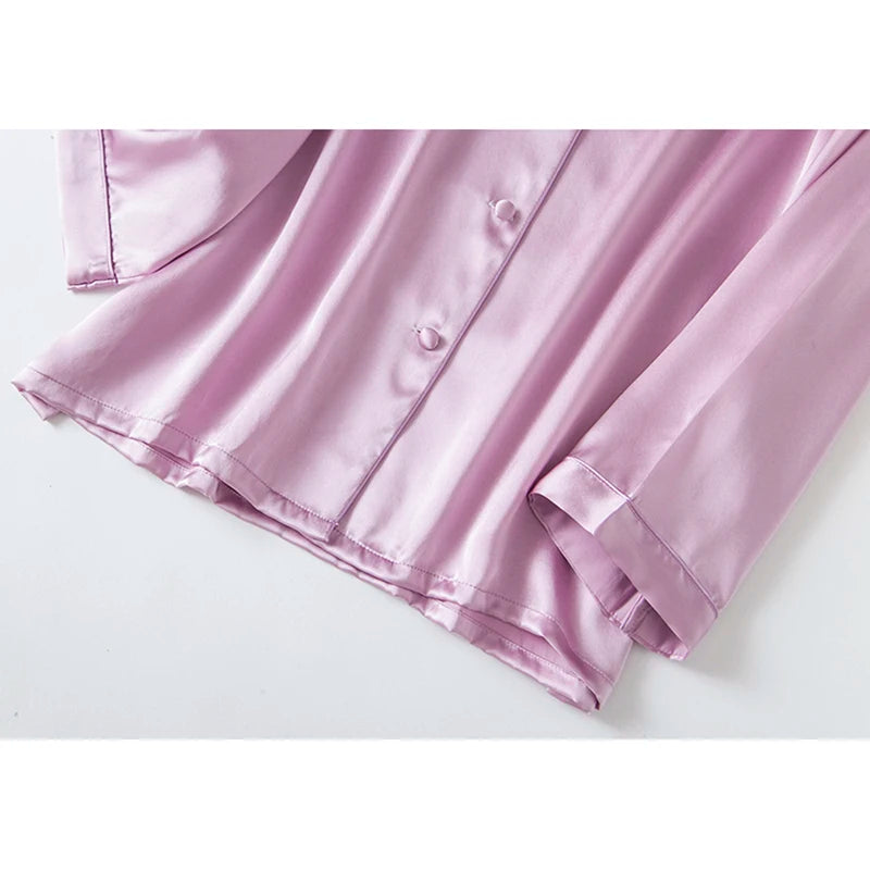 Pajamas for women pyjamas 100% pure silk 19mm sleepwear night suit home wear 2 pieces/set