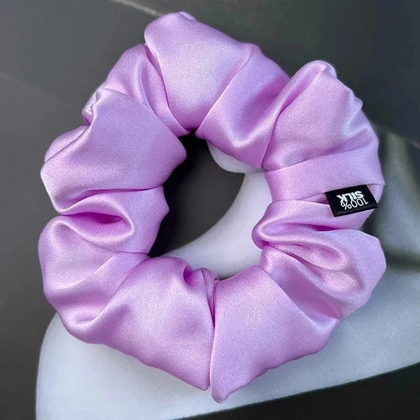 100% Mulberry Silk Hair Scrunchies Elastic Rubber Band Hair Ties Big Large Gum Ropes Ponytail Holders for Women Girls 19 Momme