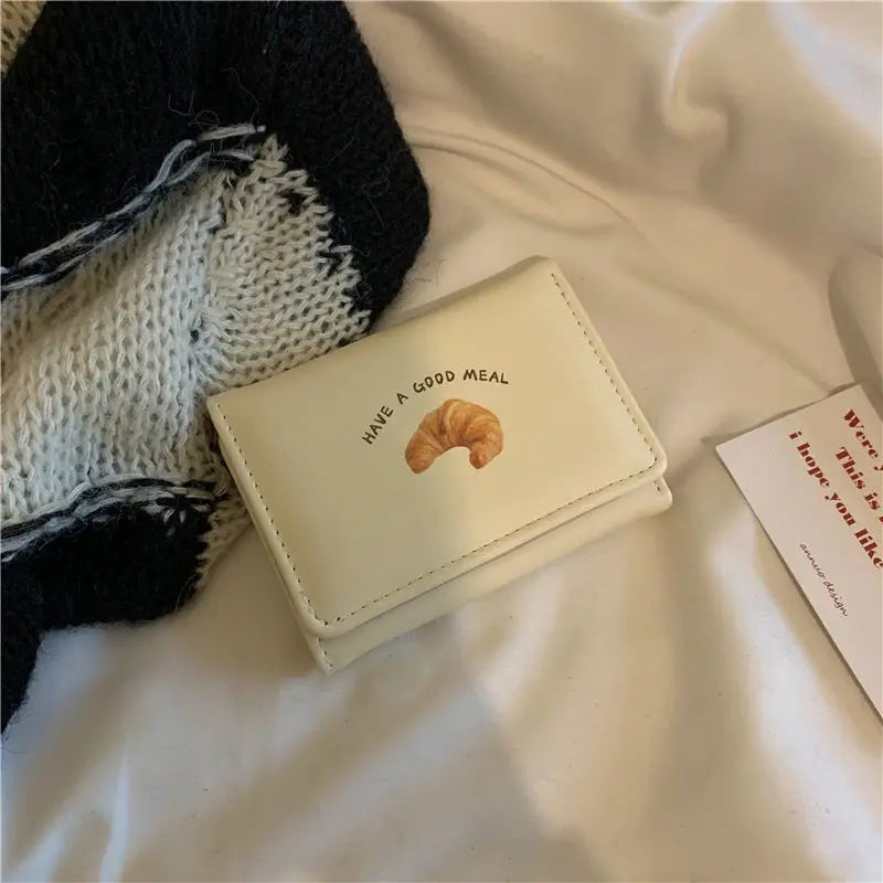 New Butter Toast Wallet  Ins Cute Milk Yellow Short Wallet Korean Version Cartoon Student Coin Purse For Woman Key Storage Purse