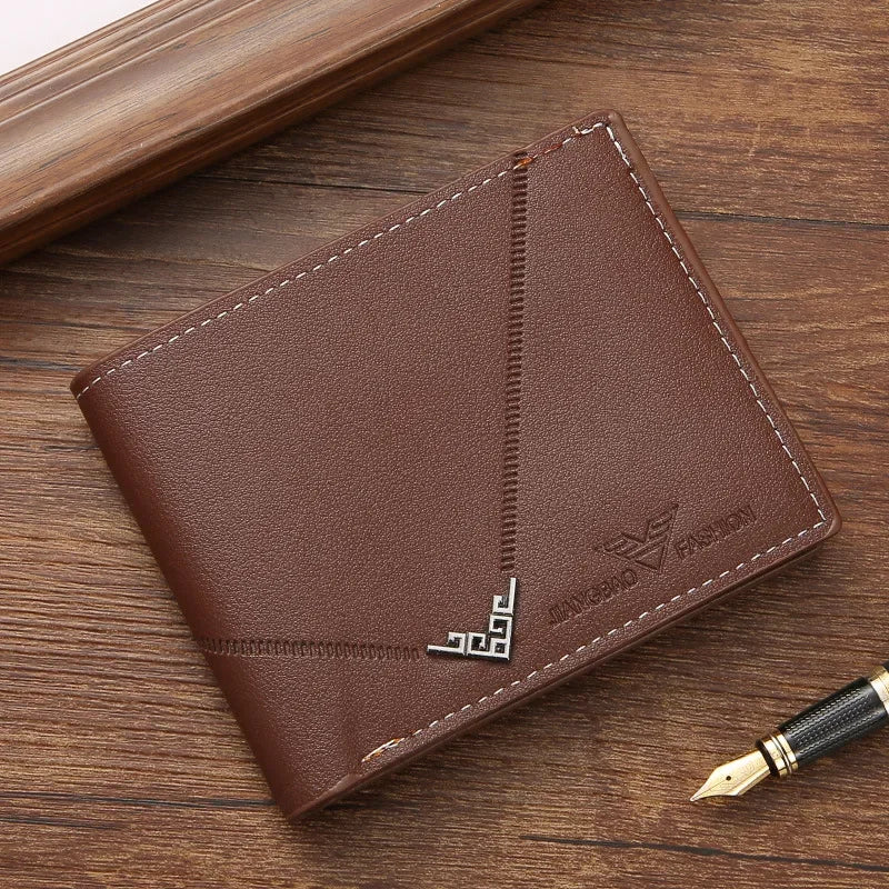 Men's wallet, leather short multiple card holder, wallet, credit card, ID card holder, casual men's business men's double fold