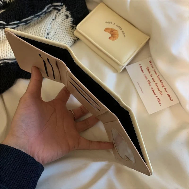 New Butter Toast Wallet  Ins Cute Milk Yellow Short Wallet Korean Version Cartoon Student Coin Purse For Woman Key Storage Purse