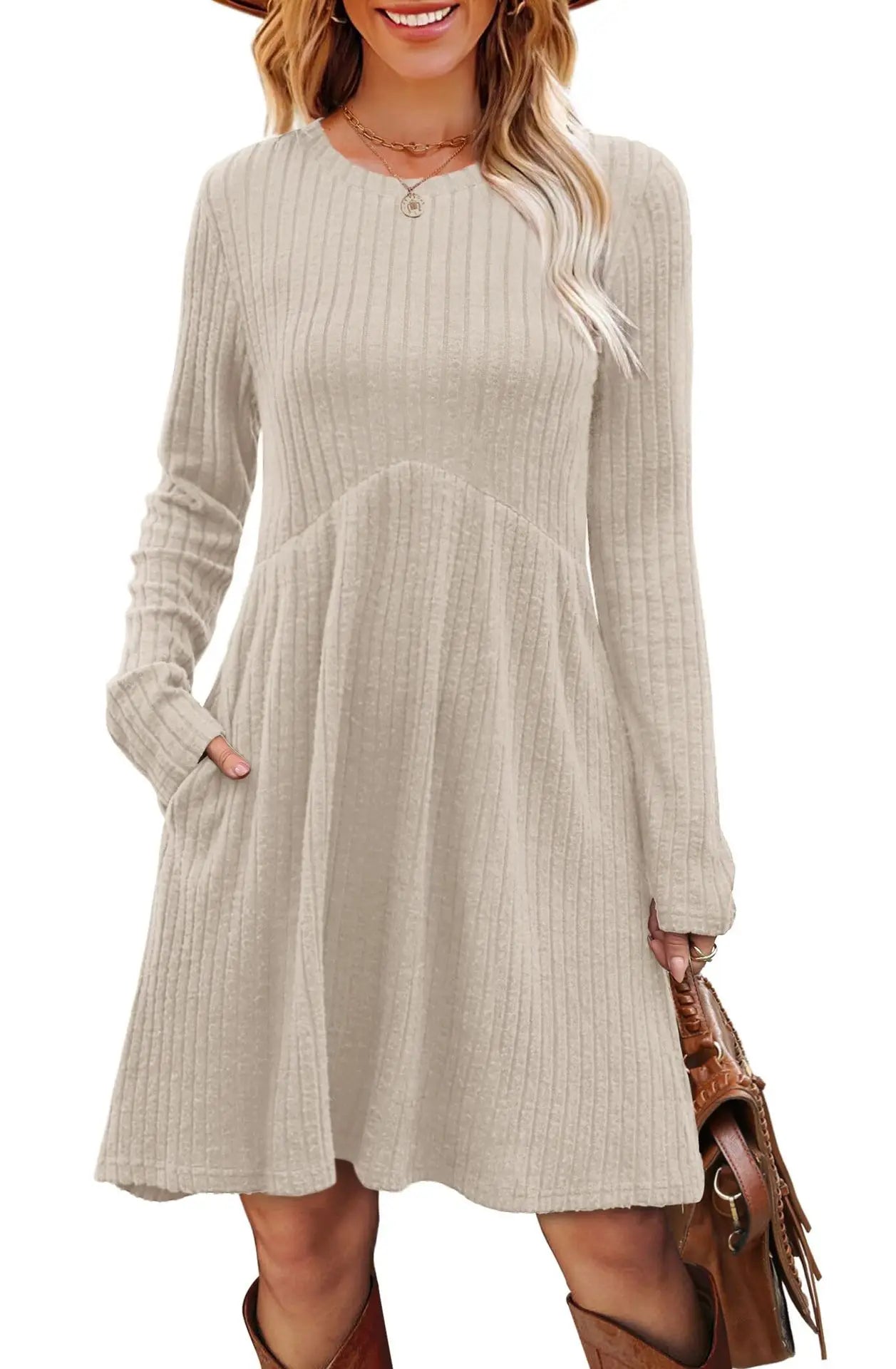 Dresses 2025 Woman Knitted Dress Slim Solid Color Simple Style Vestidos Long Sleeves All-match Casual Elegant Temperament Trendy