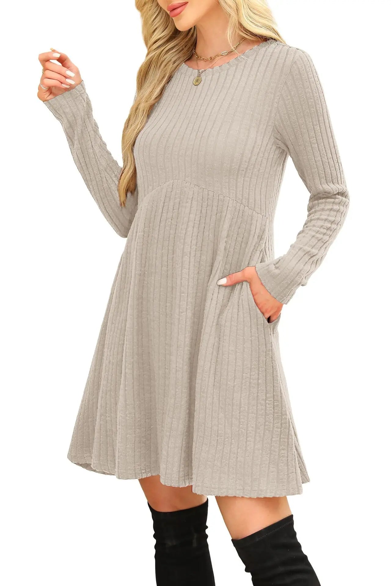 Dresses 2025 Woman Knitted Dress Slim Solid Color Simple Style Vestidos Long Sleeves All-match Casual Elegant Temperament Trendy