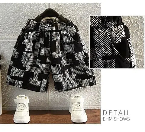 Kids Clothes Children's Set Suit Ice Silk Shirt Short-sleeved Polo Top+shorts 2-piece Set Street Style Outer Wear Casual Simple