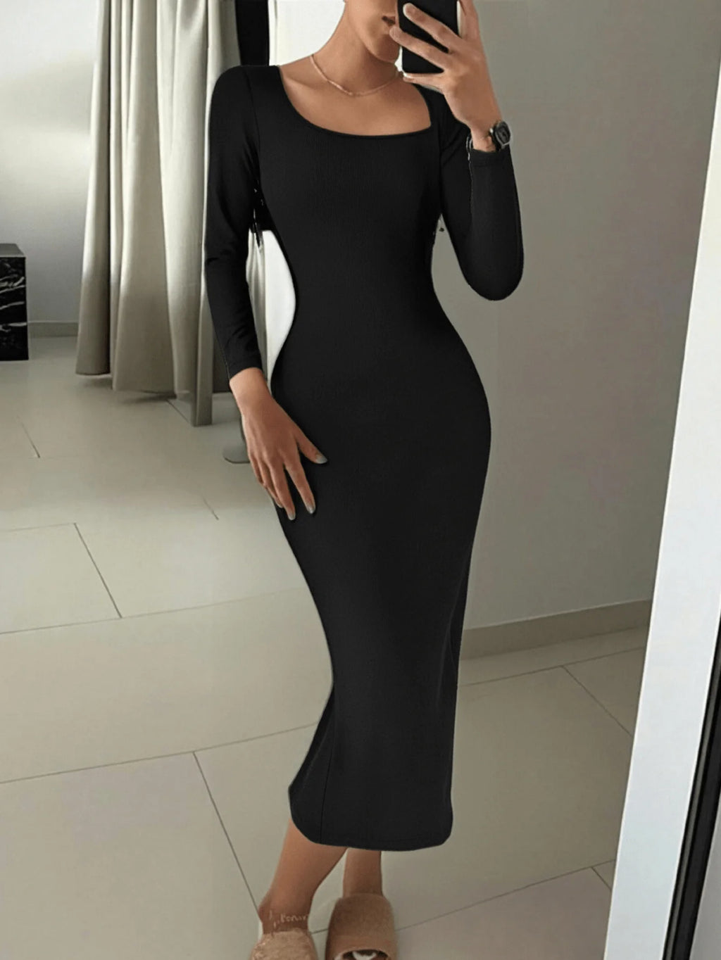 Dresses for women Summer Black casual and stylish long home dress is comfortable and breathable, suitable for wearing at home，Su