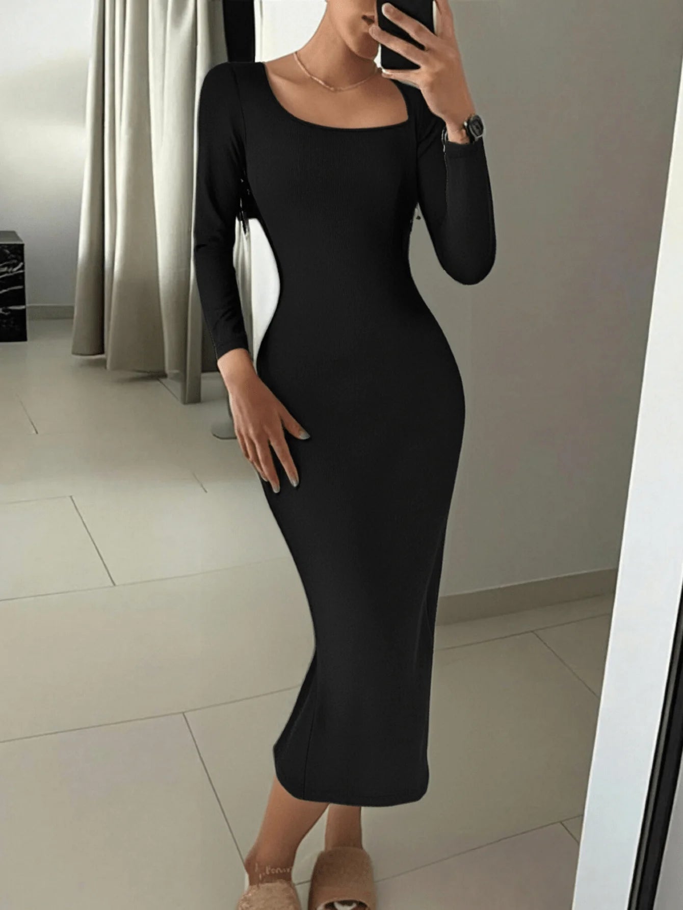 Dresses for women Summer Black casual and stylish long home dress is comfortable and breathable, suitable for wearing at home，Su
