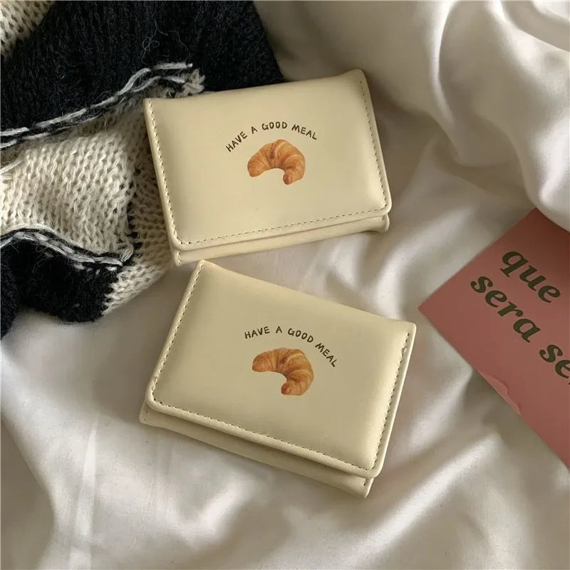New Butter Toast Wallet  Ins Cute Milk Yellow Short Wallet Korean Version Cartoon Student Coin Purse For Woman Key Storage Purse