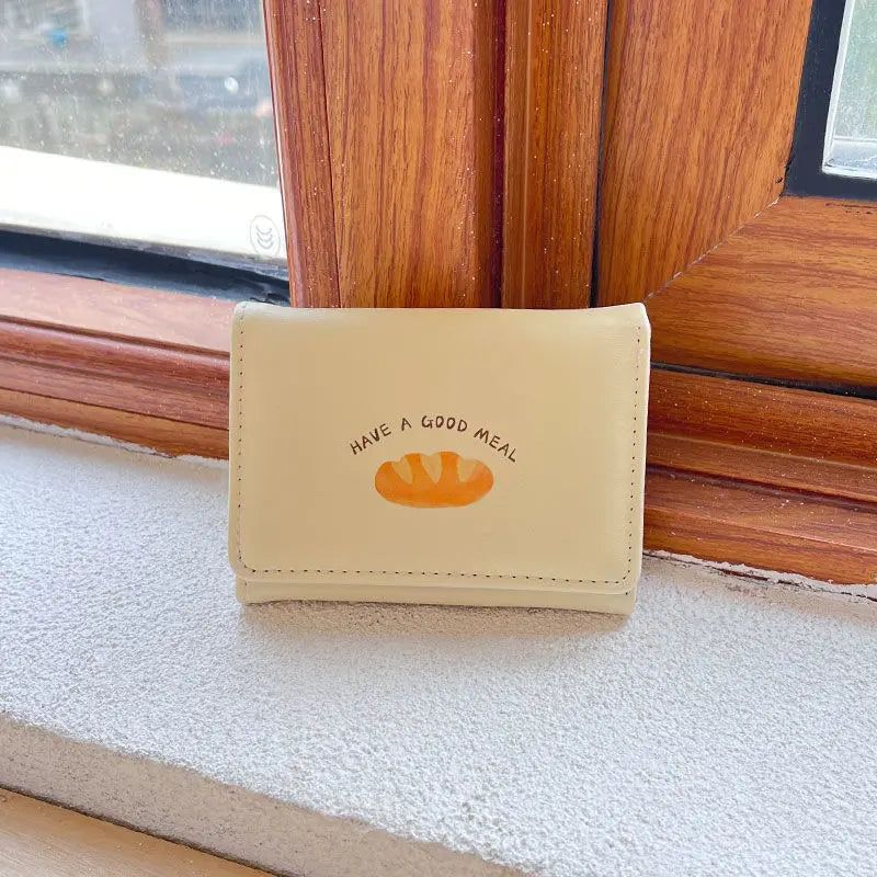 New Butter Toast Wallet  Ins Cute Milk Yellow Short Wallet Korean Version Cartoon Student Coin Purse For Woman Key Storage Purse