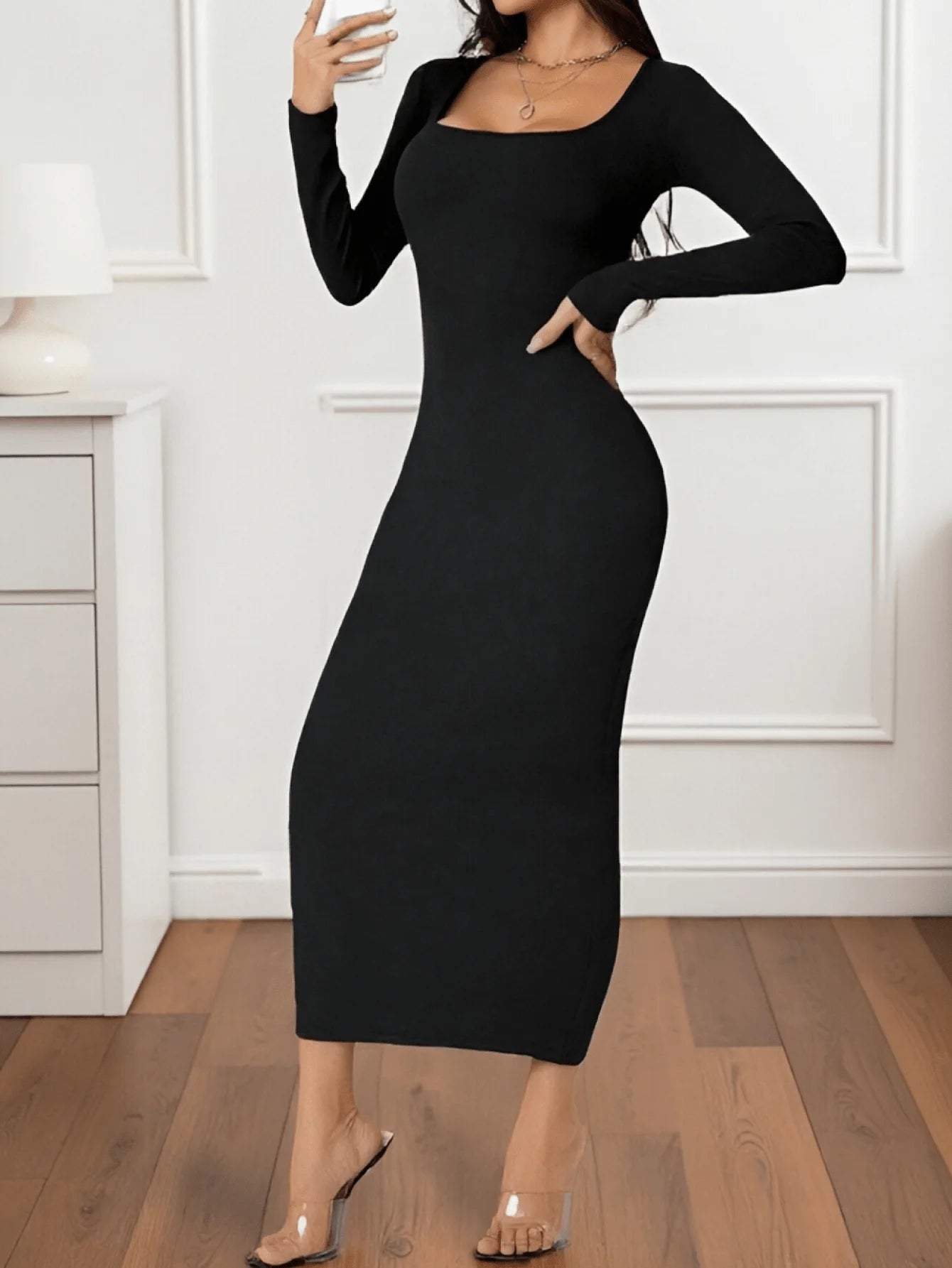 Dresses for women Summer Black casual and stylish long home dress is comfortable and breathable, suitable for wearing at home，Su