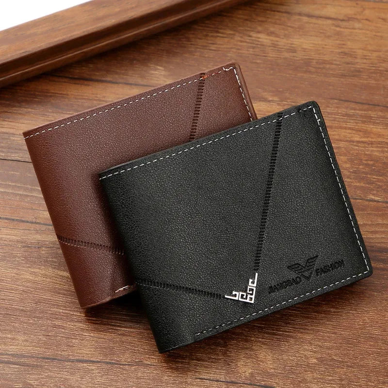 Men's wallet, leather short multiple card holder, wallet, credit card, ID card holder, casual men's business men's double fold