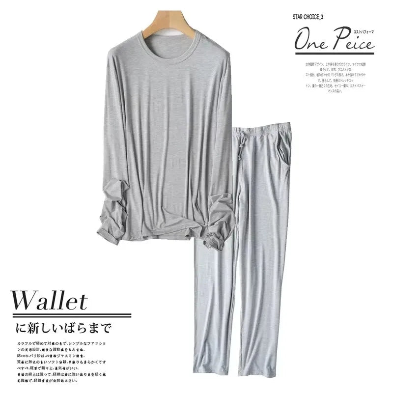 Pajamas For Men New Long Sleeve Trousers Suit Comfortable Modal Home Wear Clothing Male Sleepwear Night Set Pijama Hombre 3XL