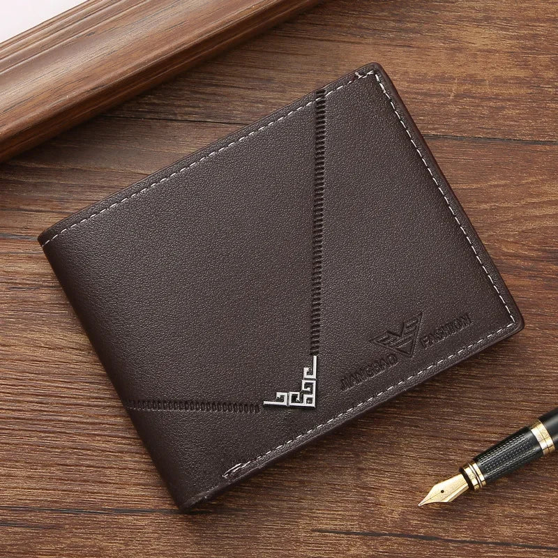 Men's wallet, leather short multiple card holder, wallet, credit card, ID card holder, casual men's business men's double fold