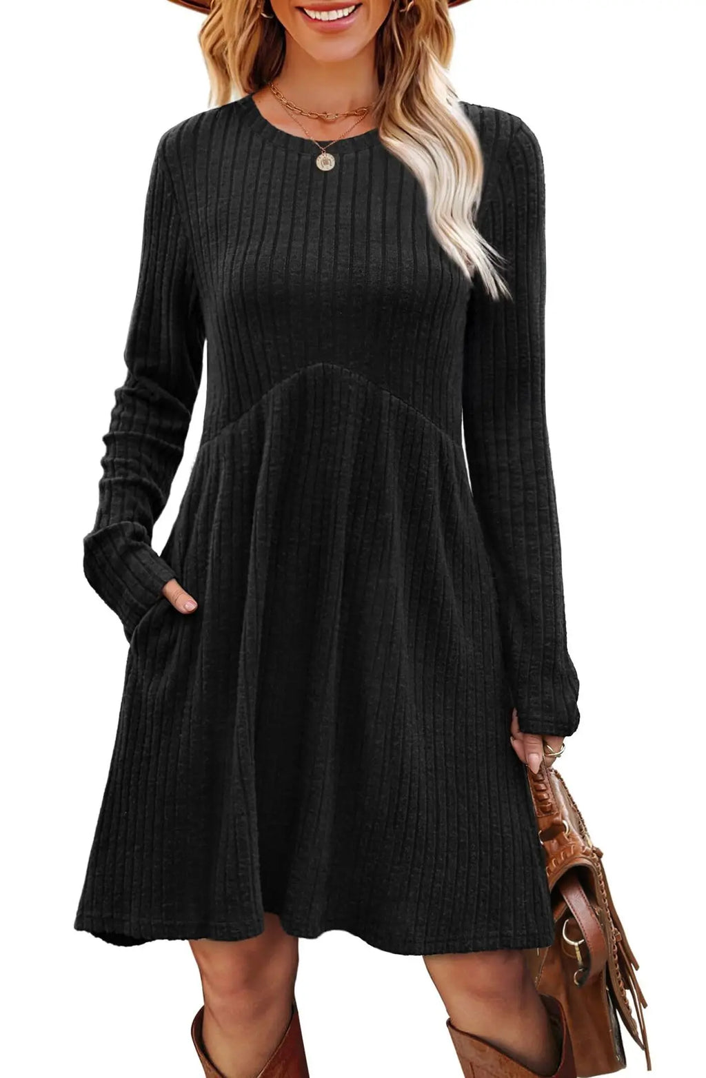 Dresses 2025 Woman Knitted Dress Slim Solid Color Simple Style Vestidos Long Sleeves All-match Casual Elegant Temperament Trendy